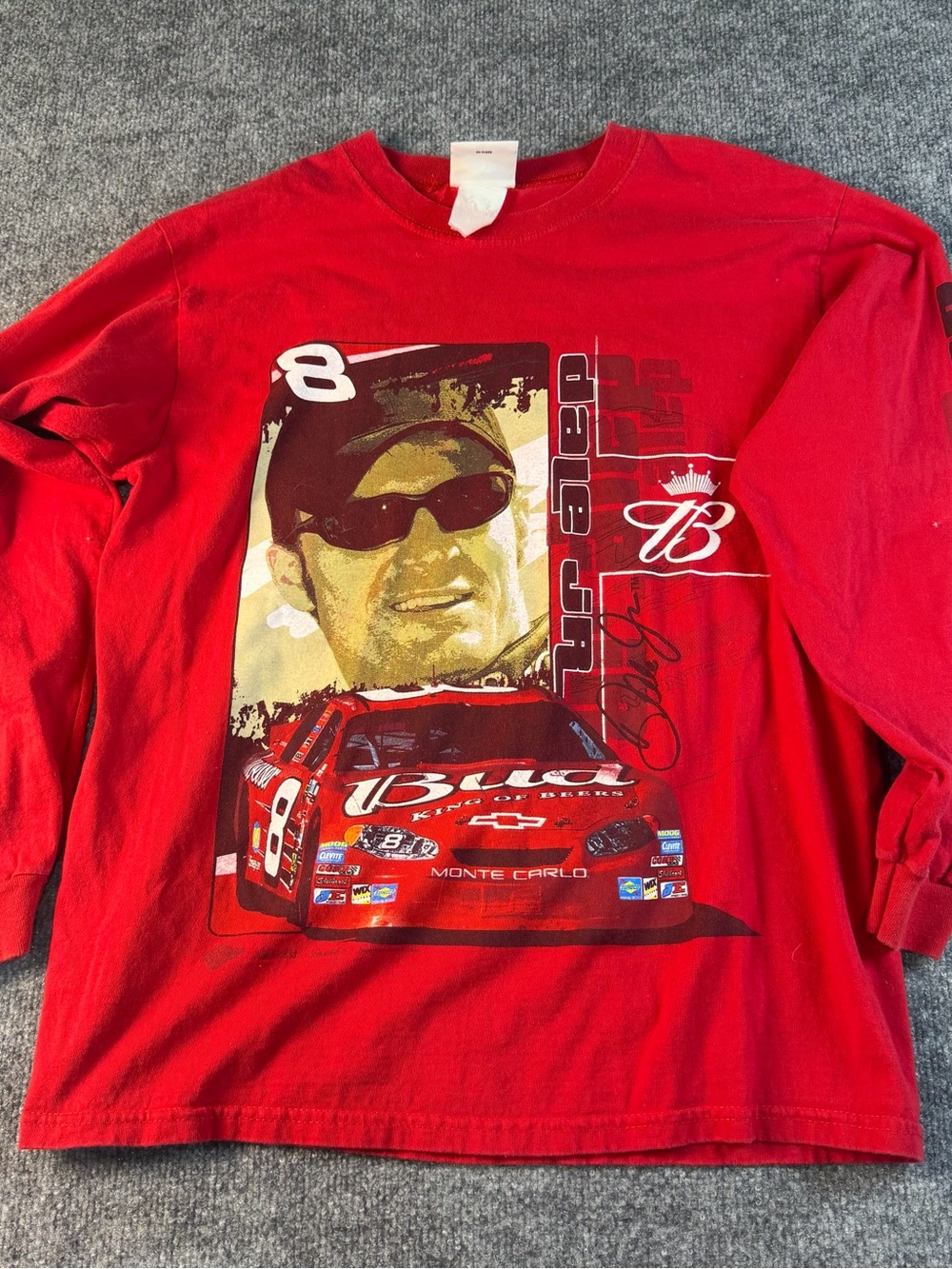 Vintage Dale Earnhardt Jr #8 Budweiser NASCAR Long Sleeve Tee Red M